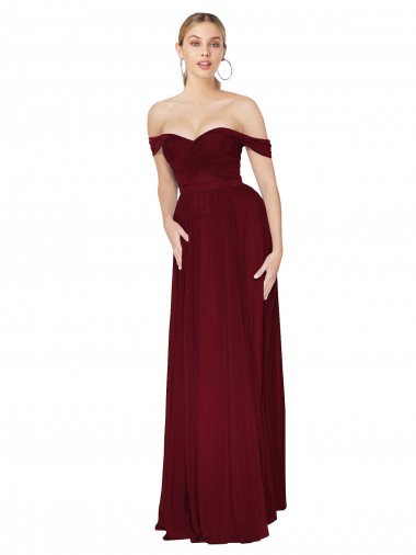 High Neck Long Soft Chiffon Burgundy Mermaid Sleeveless Formal Dress / Bridesmaid Dress Victoria