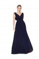 High Neck Long Soft Chiffon Dark Navy Sleeveless Formal Evening Gown / Prom Dress / Bridesmaid Dress Victoria