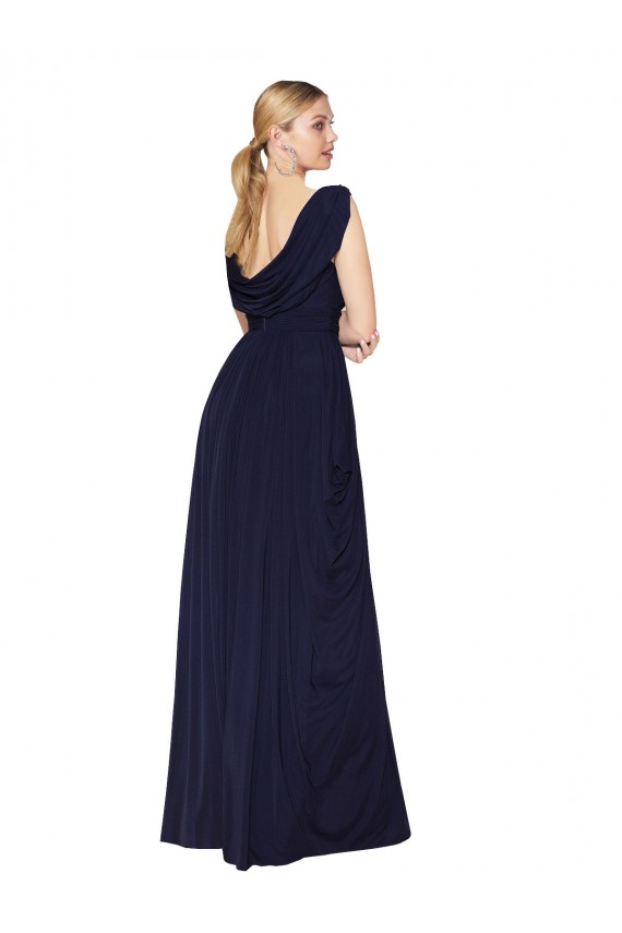High Neck Long Soft Chiffon Dark Navy Sleeveless Formal Evening Gown / Prom Dress / Bridesmaid Dress Victoria