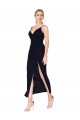 High Neck Knee Length Soft Chiffon Dark Navy Sleeveless Formal Evening Gown / Prom Dress / Bridesmaid Dress Victoria