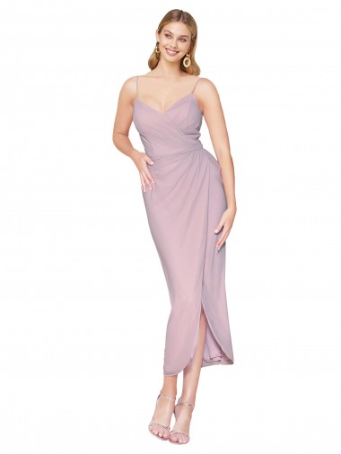 High Neck Knee Length Soft Chiffon Primrose Sleeveless High Low Evening Gown / Prom Dress / Bridesmaid Dress Victoria