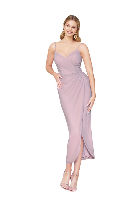 High Neck Knee Length Soft Chiffon Primrose Sleeveless High Low Evening Gown / Prom Dress / Bridesmaid Dress Victoria