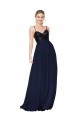 High Neck Long Soft Chiffon & Sequin Dark Navy Sleeveless Semi Formal Evening Dress / Prom Dress / Bridesmaid Dress Victoria