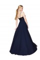 High Neck Long Soft Chiffon & Sequin Dark Navy Sleeveless Semi Formal Evening Dress / Prom Dress / Bridesmaid Dress Victoria