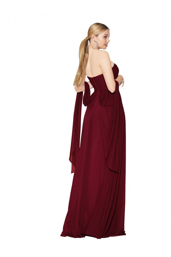 Strapless Long Soft Chiffon Burgundy Sleeveless Formal Evening Gown / Prom Dress / Bridesmaid Dress Victoria