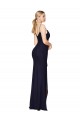 High Neck Long Soft Chiffon Dark Navy Mermaid Sleeveless Bridesmaid Dress / Formal Dress Victoria