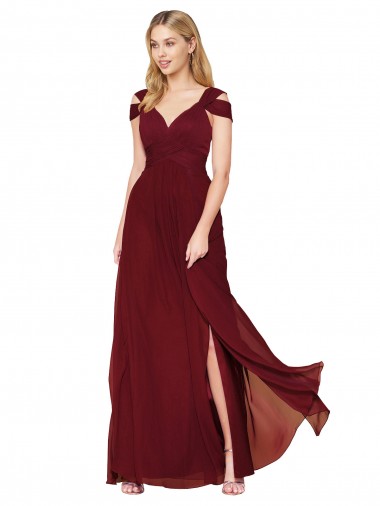 High Neck Long Soft Chiffon Burgundy Sleeveless Formal Evening Gown / Prom Dress / Bridesmaid Dress Victoria