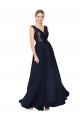 High Neck Long Soft Chiffon & Sequin Dark Navy Sleeveless Semi Formal Evening Gown / Prom Dress / Bridesmaid Dress Victoria