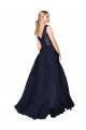 High Neck Long Soft Chiffon & Sequin Dark Navy Sleeveless Semi Formal Evening Gown / Prom Dress / Bridesmaid Dress Victoria