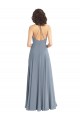 Cowl Neck Long Soft Chiffon Dusty Blue Sleeveless Bridesmaid Dress Victoria