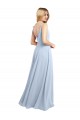 Cowl Neck Long Chiffon Light Sky Blue Sleeveless Bridesmaid Dress / Evening Gowns Victoria