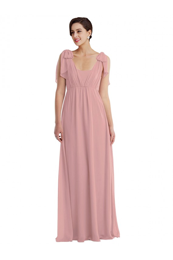 Halter Neck Long Soft Chiffon Dusty Pink Sleeveless Semi Formal Evening Dress / Bridesmaid Dress Victoria