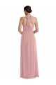 Halter Neck Long Soft Chiffon Dusty Pink Sleeveless Semi Formal Evening Dress / Bridesmaid Dress Victoria