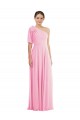 One Shoulder Long Soft Chiffon Barely Pink Sleeveless Semi Formal Evening Dress / Bridesmaid Dress Victoria