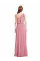 One Shoulder Long Soft Chiffon Skin Pink Sleeveless Semi Formal Evening Dress / Bridesmaid Dress Victoria