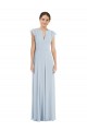 Bateau Neck Long Soft Chiffon Sea Glass Flutter Sleeves Formal Evening Gown / Bridesmaid Dress Victoria