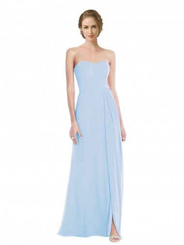 Sweetheart Long Soft Chiffon Light Sky Blue Sleeveless Formal Dress / Bridesmaid Dress Victoria