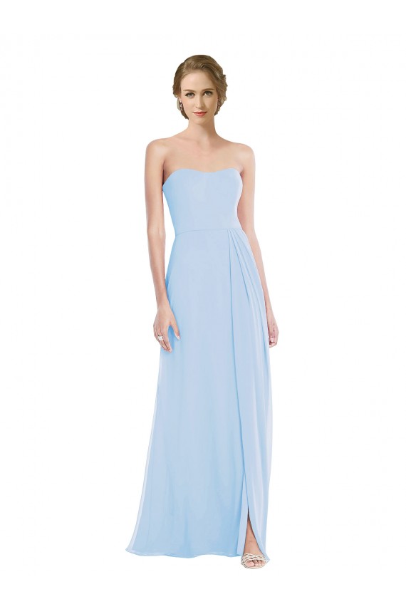 Sweetheart Long Soft Chiffon Light Sky Blue Sleeveless Formal Dress / Bridesmaid Dress Victoria
