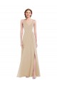 V-Neck Long Soft Chiffon Champagne Sleeveless Semi Formal Evening Dress / Bridesmaid Dress Victoria