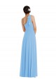 One Shoulder Long Soft Chiffon Periwinkle Sleeveless Semi Formal Evening Dress / Bridesmaid Dress Victoria