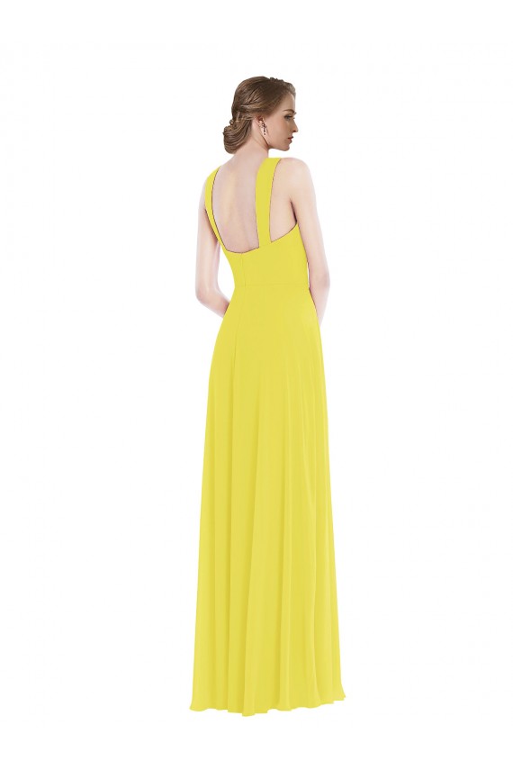 Sweetheart Long Soft Chiffon Yellow Sleeveless Semi Formal Evening Dress / Bridesmaid Dress Victoria