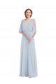 V-Neck Long Soft Chiffon Sea Glass Half Sleeves Evening Gown / Bridesmaid Dress Victoria
