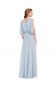V-Neck Long Soft Chiffon Sea Glass Half Sleeves Evening Gown / Bridesmaid Dress Victoria
