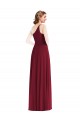 One Shoulder Long Soft Chiffon Burgundy Sleeveless Semi Formal Evening Dress / Bridesmaid Dress Victoria