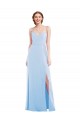 V-Neck Long Soft Chiffon Light Sky Blue Sleeveless Formal Evening Gown / Bridesmaid Dress Victoria