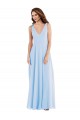 V-Neck Long Soft Chiffon Light Sky Blue Sleeveless Semi Formal Evening Dress / Bridesmaid Dress Victoria