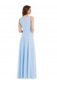 V-Neck Long Soft Chiffon Light Sky Blue Sleeveless Semi Formal Evening Dress / Bridesmaid Dress Victoria