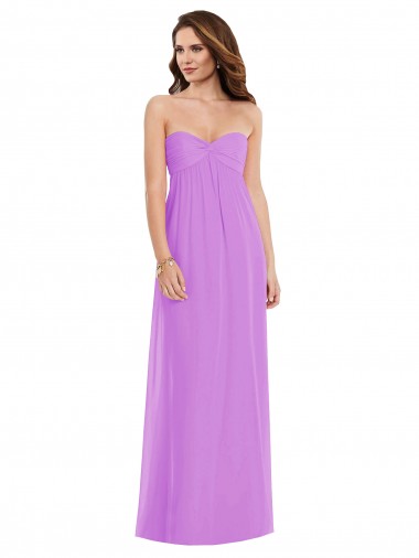 Sweetheart Long Soft Chiffon Violet Sleeveless Semi Formal Evening Dress / Bridesmaid Dress Victoria