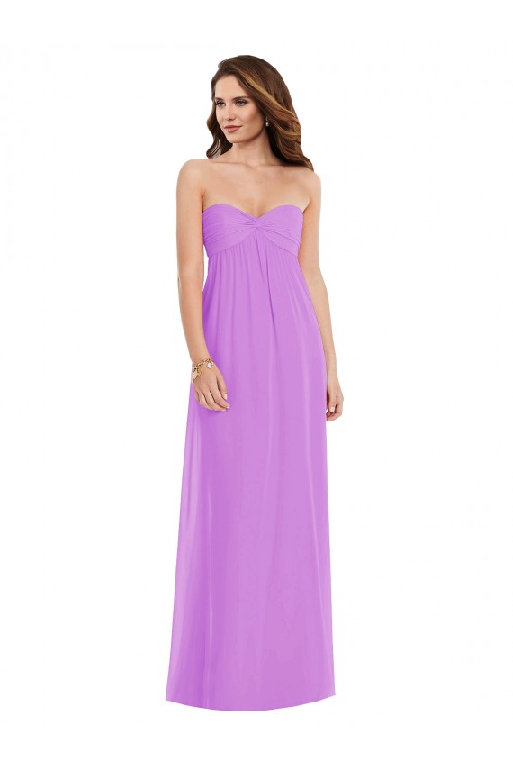Sweetheart Long Soft Chiffon Violet Sleeveless Semi Formal Evening Dress / Bridesmaid Dress Victoria