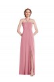 Halter Neck Long Soft Chiffon Skin Pink Sleeveless Semi Formal Evening Dress / Bridesmaid Dress Victoria