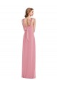 Halter Neck Long Soft Chiffon Skin Pink Sleeveless Semi Formal Evening Dress / Bridesmaid Dress Victoria