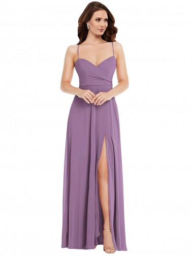 Sweetheart Long Soft Chiffon Dark Lavender Sleeveless Bridesmaid Dress / Formal Dress Victoria