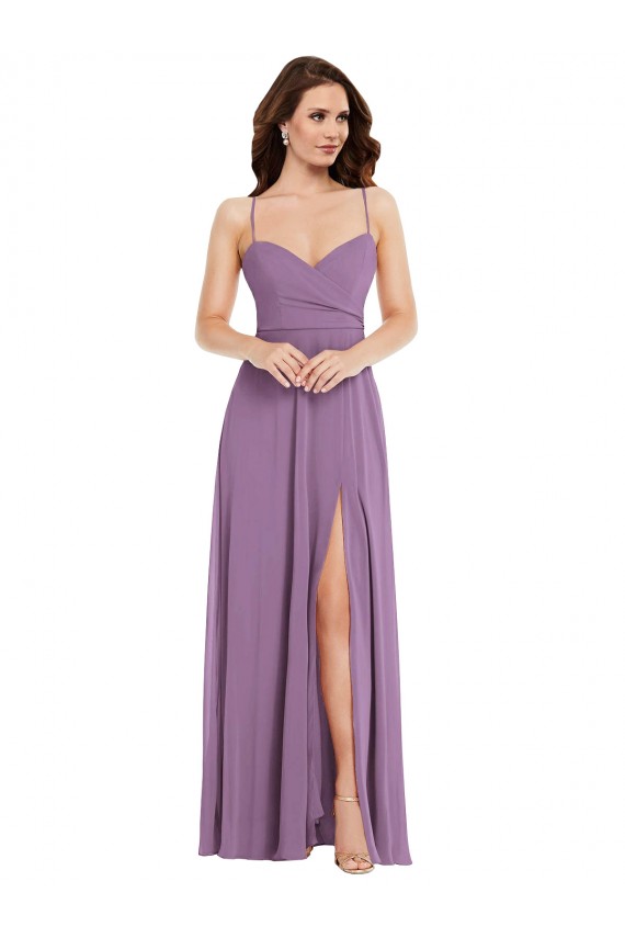 Sweetheart Long Soft Chiffon Dark Lavender Sleeveless Bridesmaid Dress / Formal Dress Victoria