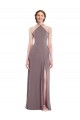 Halter Neck Long Soft Chiffon Dusty Rose Sleeveless Formal Evening Gown / Bridesmaid Dress Victoria