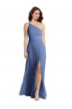 One Shoulder Long Soft Chiffon Windsor Blue Sleeveless Formal Evening Gown / Bridesmaid Dress Victoria