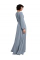 V-Neck Long Soft Chiffon Dusty Blue Long Sleeves Bridesmaid Dress / Formal Dress Victoria