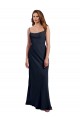 Scoop Neck Long Soft Chiffon Dark Navy Sleeveless Evening Dress / Bridesmaid Dress Victoria