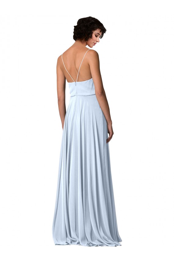 V-Neck Long Soft Chiffon Light Sky Blue Sleeveless Formal Dress / Bridesmaid Dress Victoria