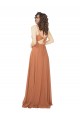 V-Neck Long Soft Chiffon Rosewood Sleeveless Bridesmaid Dress Victoria