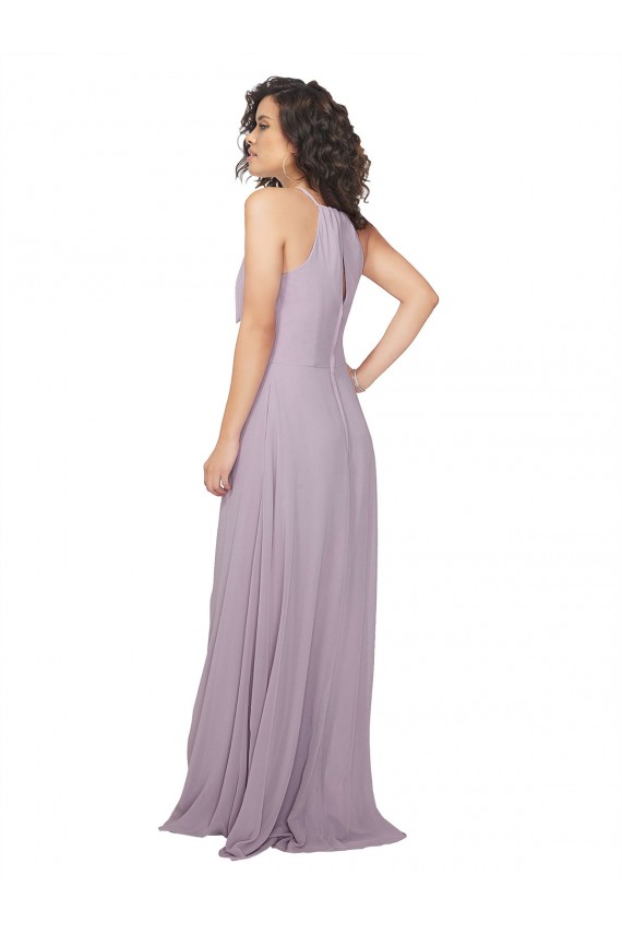 Halter Neck Long Chiffon Pink Glow Sleeveless Bridesmaid Dress / Evening Dress Victoria