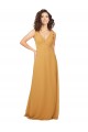 V-Neck Long Soft Chiffon Saffron Sleeveless Bridesmaid Dress Victoria