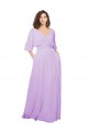 V-Neck Long Lxue Chiffon Lilac Half Sleeves Bridesmaid Dress Victoria