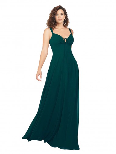 Sweetheart Long Soft Chiffon Hunter Sleeveless Bridesmaid Dress Victoria