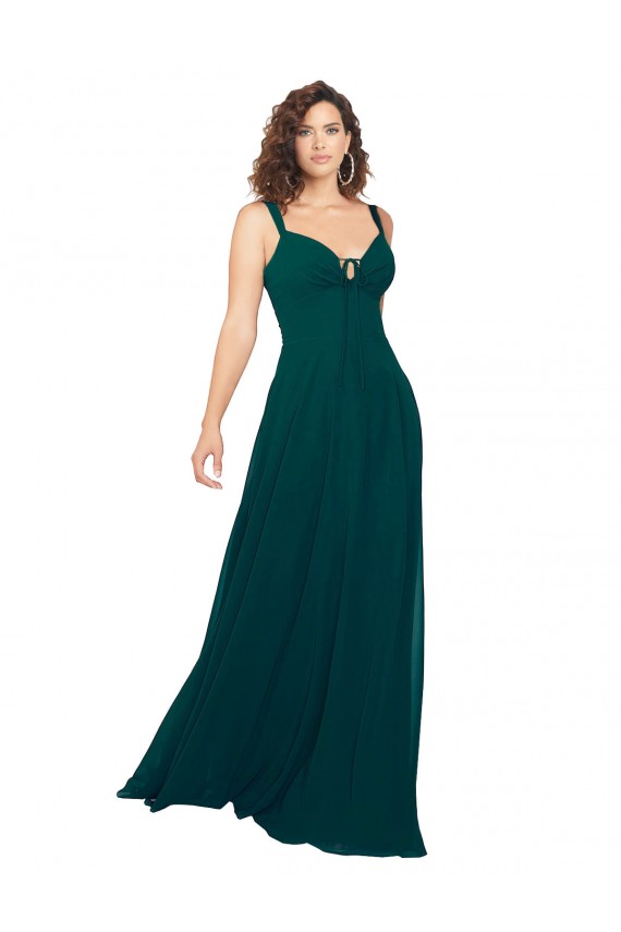 Sweetheart Long Soft Chiffon Hunter Sleeveless Bridesmaid Dress Victoria