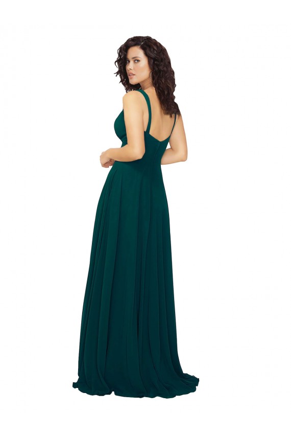 Sweetheart Long Soft Chiffon Hunter Sleeveless Bridesmaid Dress Victoria