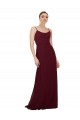 Scoop Neck Long Soft Chiffon Burgundy Gold Sleeveless Bridesmaid Dress Victoria